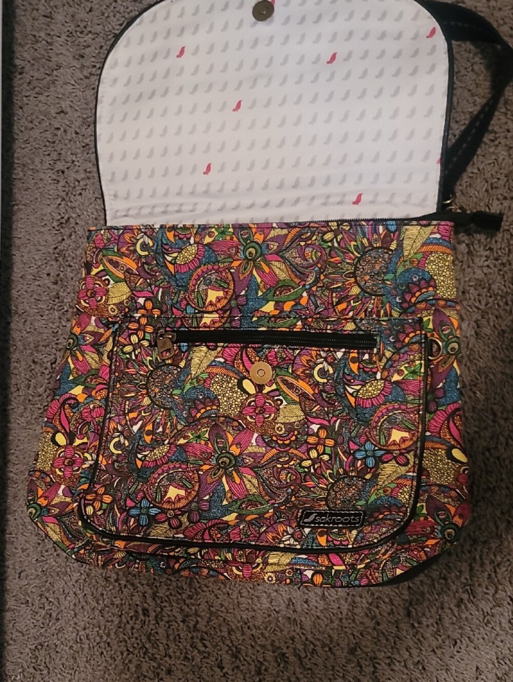 Sakroots Multicolor Floral Canvas Satchel with Black Straps - Picture 5 of 6